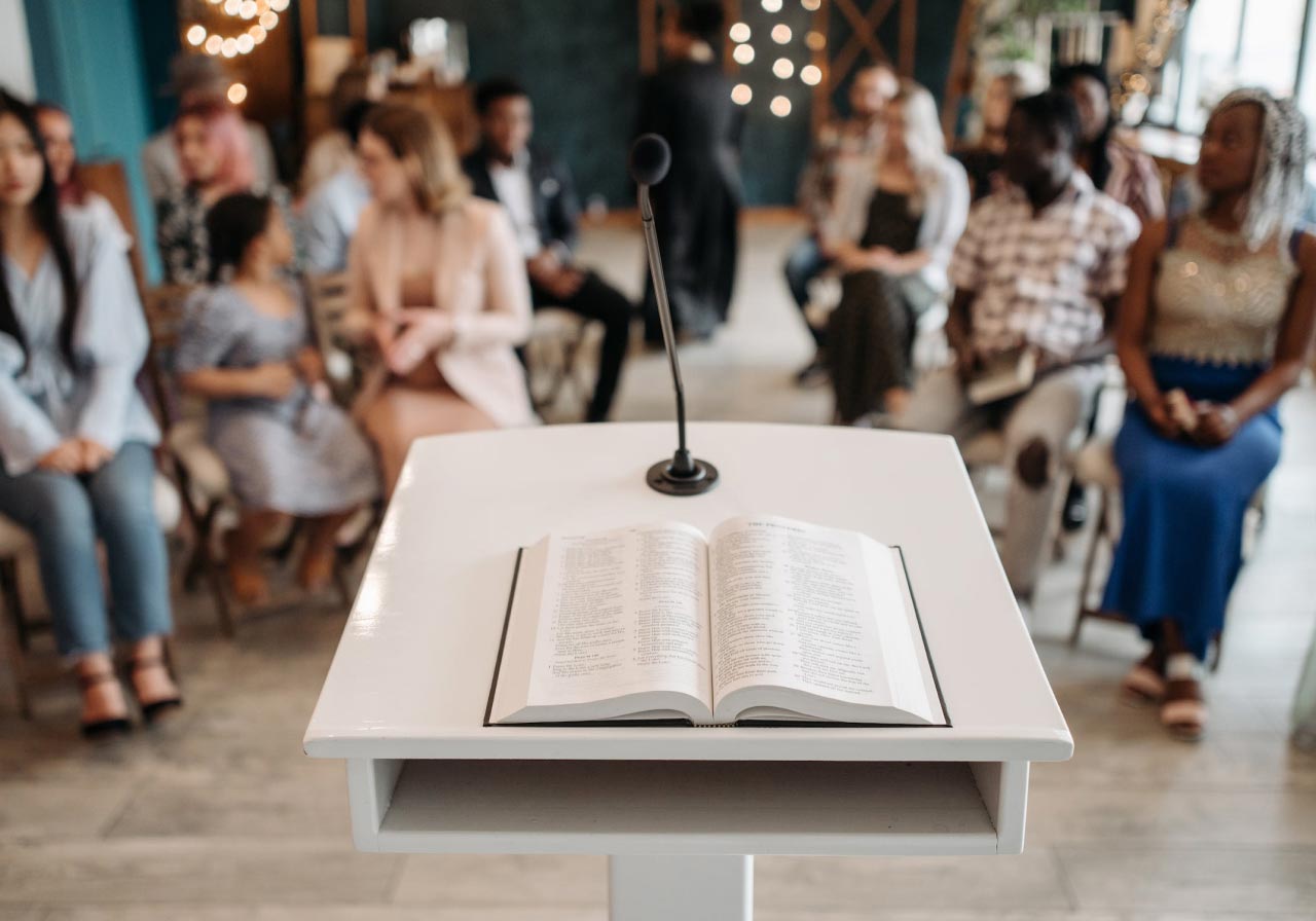 Open Bible and sermon video preview